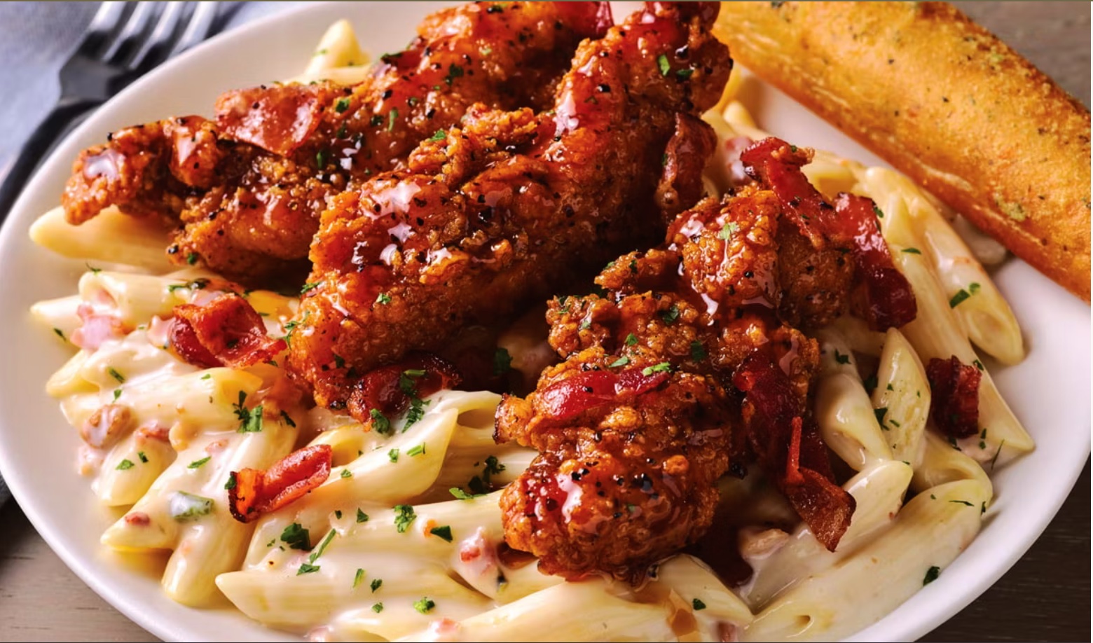FOUR-CHEESE MAC & CHEESE WITH HONEY PEPPER CHICKEN TENDERS